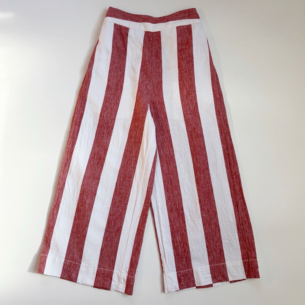 Madewell Huston Pull On Crop Pants Stripe Linen Blend XXS - Picture 5 of 10